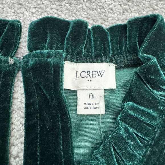 J.Crew Factory Velvet Sleeveless Tiered Midi Dress Women 8 Green Ruffle Neck NWT - Picture 5 of 15